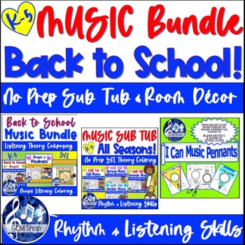 Preview of MUSIC Class Activities BUNDLE All Season NoPrep SEL Coloring SUB Tub PLANS