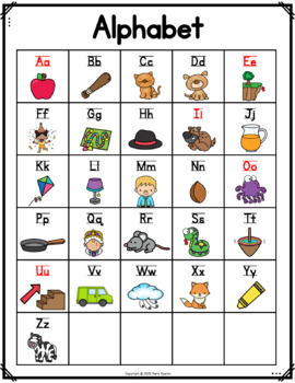 Back to School Alphabet Chart for PreK - 2nd grade FREEBIE by find ...