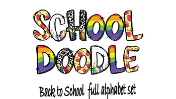 Preview of Back to School Alphabet Doodle| Alphabet Sublimation Clipart PNG| Teacher png