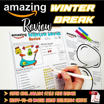 Preview of Back to School Amazon Star Rating Winter Break Reflection Sheets, Just Print
