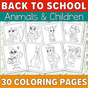 Back to School Animals at School Coloring Pages Activity by Peppermint ...