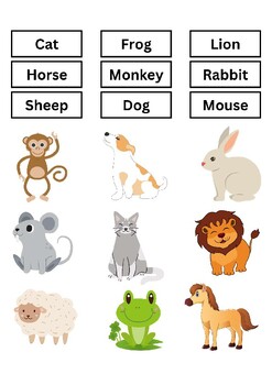 Back to School Animal Recognition: Names Worksheet by Teachskills