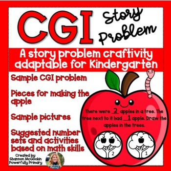 Preview of Back to School Apple Craft | Kinder Word Problem | One-to-One Correspondence