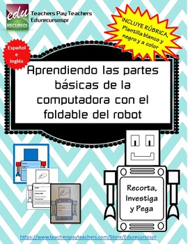 Preview of Back to School:Aprendiendo partes de la computadora:Foldable:Libreta Interactiva