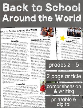 Preview of Back to School Around the World Reading Passage & Comprehension Questions