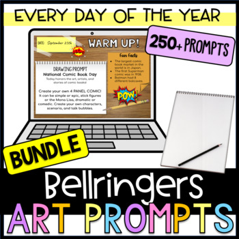 Preview of Back to School Art Bell Ringers Sketchbook Warm Ups for the ENTIRE YEAR BUNDLE