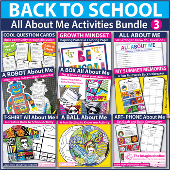Preview of Back to School Activities, All About Me Art & Writing Prompts Bundle 3