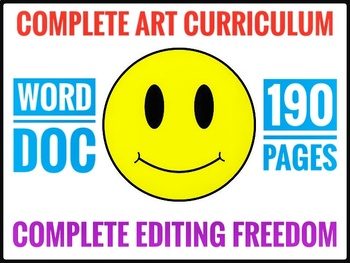 Preview of Back to School. Art Curriculum Fully Editable Word doc