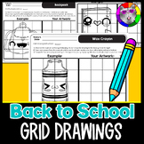 Back to School Art Grid Drawings, Drawing Skills Worksheet