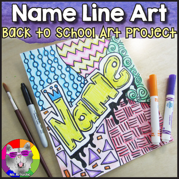 Preview of Back to School Art Lesson, Line Art Project Activity for Elementary