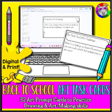 Back to School Art Task Cards, Digital and Print Art Lesso