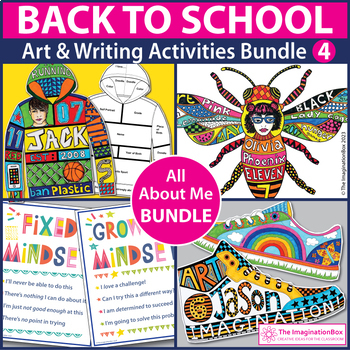 Preview of Back to School Art & Writing, All About Me Activities & Coloring Pages, Bundle 4