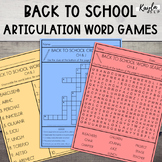 Back to School Articulation Word Games