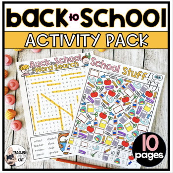 Preview of Back to School August Early Finisher Activity Packet Word Search