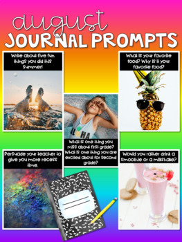 Preview of Back to School- August Journal Prompts