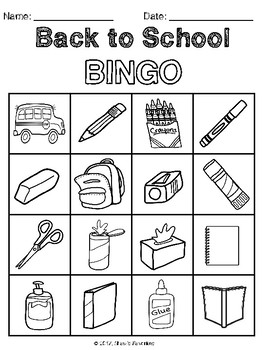 School Supplies Bingo Game Freebie By Shaw S Favorites Tpt