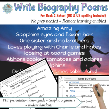 Preview of Back to School BIO POEMS guided lesson for POETRY 3rd-6th grade