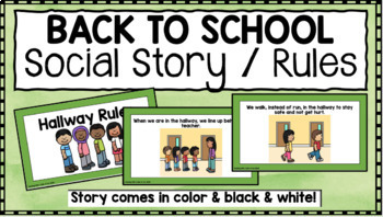 Preview of Back to School-BTS-Hallway Rules with Discussion Questions (Social Story)