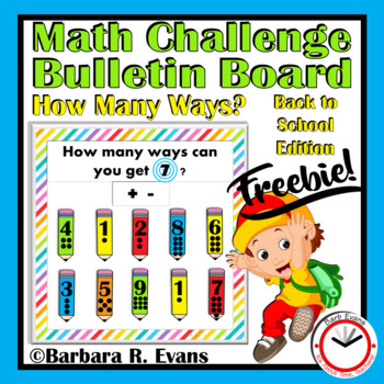 Preview of Back to School BULLETIN BOARD MATH CHALLENGE Computation Critical Thinking
