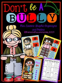 Preview of Back to School BULLYING Graphic Organizers-Mini Lessons-Posters