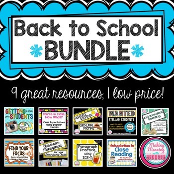 Preview of Back to School BUNDLE, Middle and High School English