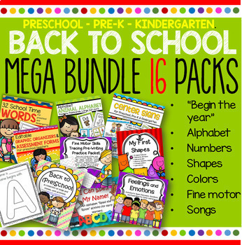 Preview of Back to School BUNDLE Preschool Pre-K - 15 Activity Packs plus FREE Bonus File