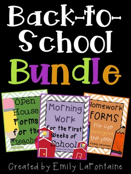Preview of Back to School BUNDLE w/ Open House Paperwork, Morning Work, and Homework Forms!