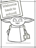 Back to School Baby Yoda Coloring page