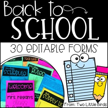 Preview of Back to School-Back to School Forms Editable
