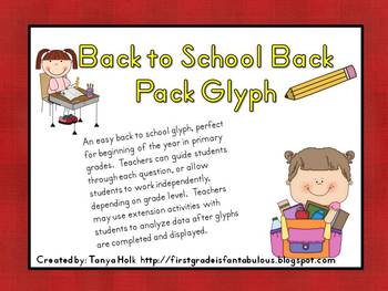 Back to School Backpack Glyph {FREEBIE} by First Grade is Fantabulous