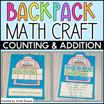 Preview of Back to School Backpack Math Craft (Counting, Addition, Making Ten)