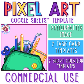 Preview of Back to School Bag Commercial Use Pixel Art Template for Google Sheets