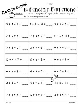 Balancing Equations Worksheets Teachers Pay Teachers