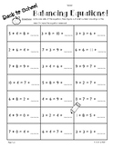 Back to School Balancing Equations Worksheets - Addition /