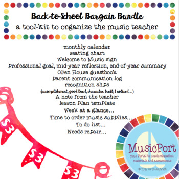 Preview of Back to School Bargain Bundle: a toolkit to organize the music teacher