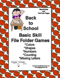 Back to School Basic Skill File Folder Games