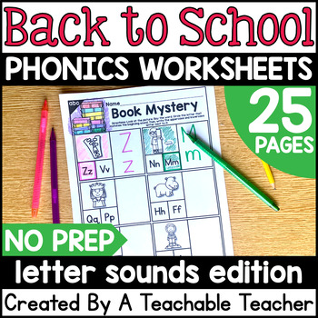 Preview of Back to School Beginning Sounds Worksheets | Letters and Sounds Practice