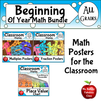 Preview of Back to School Beginning of Year Classsroom Math Poster Bundle