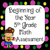 Back to School Beginning of the Year 5th Grade Math Review