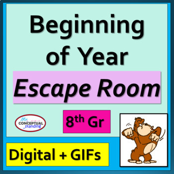 Preview of Back to School Beginning of the Year 8th Grade Math DIGITAL Escape Room Activity