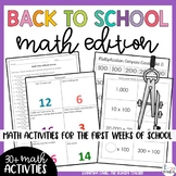 Back to School Beginning of the Year Activities Math Edition
