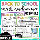 Back to School Beginning of the Year Activities Math and S