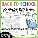 Back to School Beginning of the Year Activities Science Edition