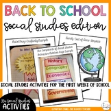 Back to School Beginning of the Year Activities for Social Studies Lessons