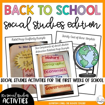 Preview of Back to School Beginning of the Year Activities for Social Studies Lessons