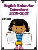 Back to School Behavior Calendars 2024-2027