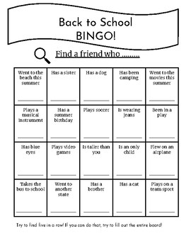 Preview of Back to School Bingo!