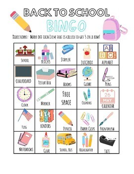 Back to School Bingo! 13 Different Boards Printable Pastel Themed