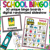 Back to School Bingo Activity Game with Digital Randomized