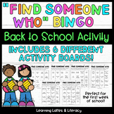 Back to School Bingo Find Someone Who First Day of School 